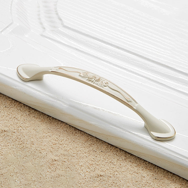5 PCS 6026A-128 European Style Zinc Alloy Cabinet Wardrobe Drawer Door Handle, Hole Spacing: 128mm (Ivory)