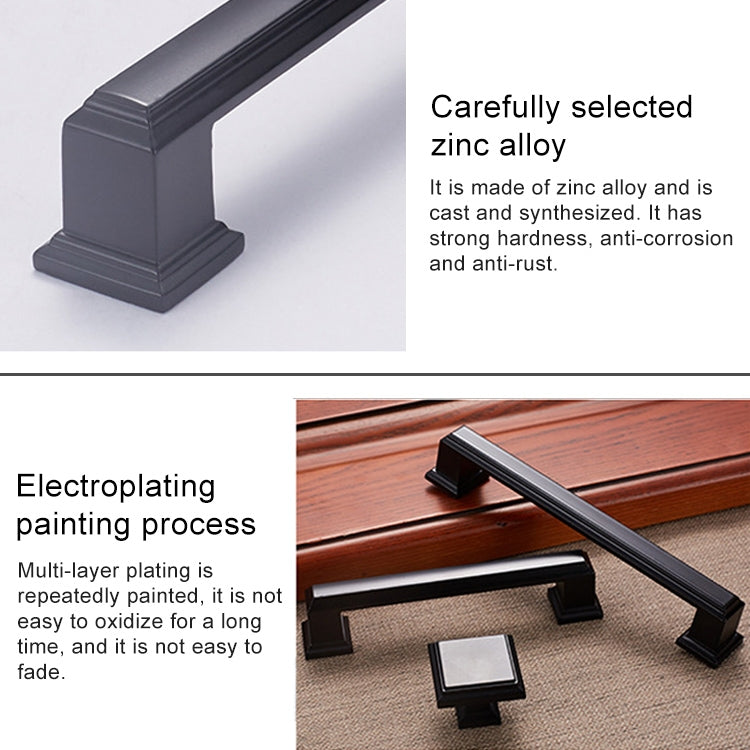 3 PCS 6609-96 Zinc Alloy Cabinet Wardrobe Drawer Door Handle, Hole Spacing: 96mm (Matte Black)