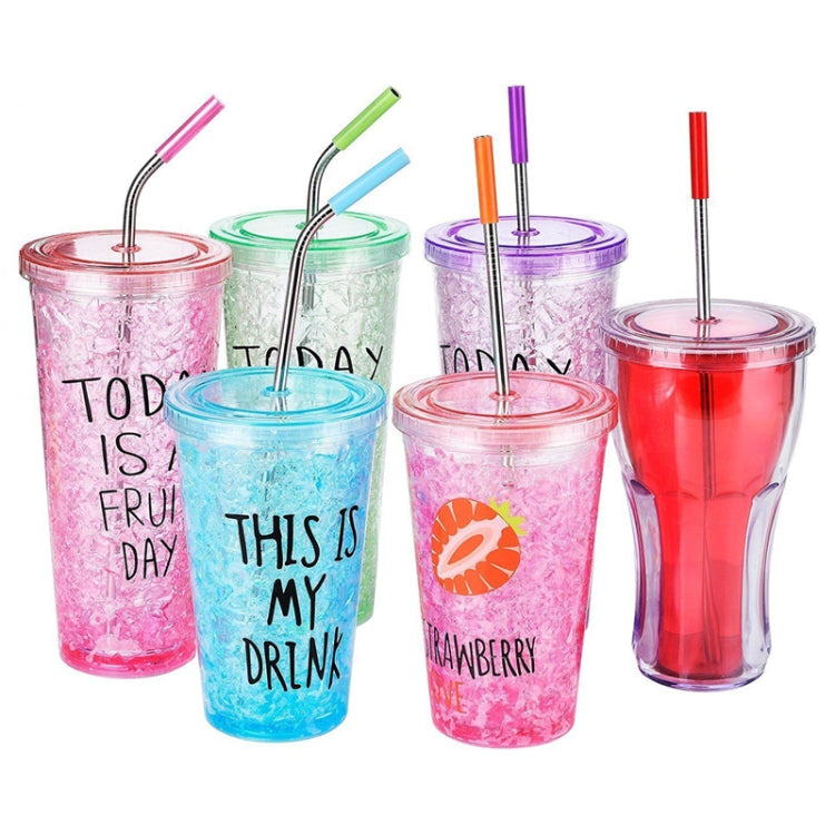 8 PCS Reusable Silicone Tips Stainless Steel Drinking Straws + 2 PCS Cleaner Brushes Set Kit with Cashmere Bag,  266*6mm