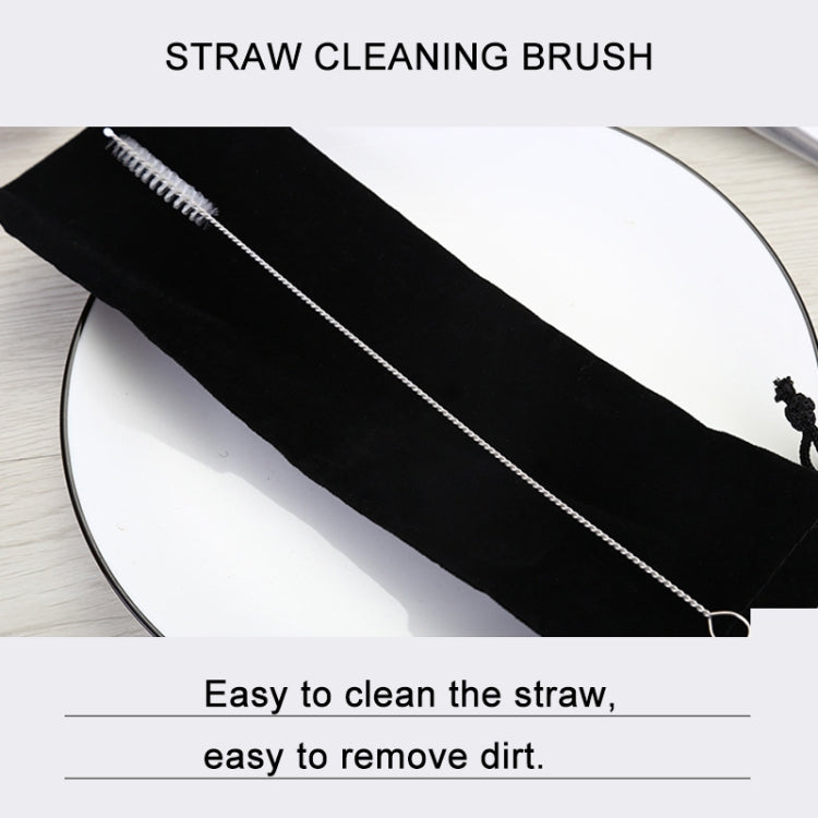 8 PCS Reusable Silicone Tips Stainless Steel Drinking Straws + 2 PCS Cleaner Brushes Set Kit with Cashmere Bag,  266*6mm