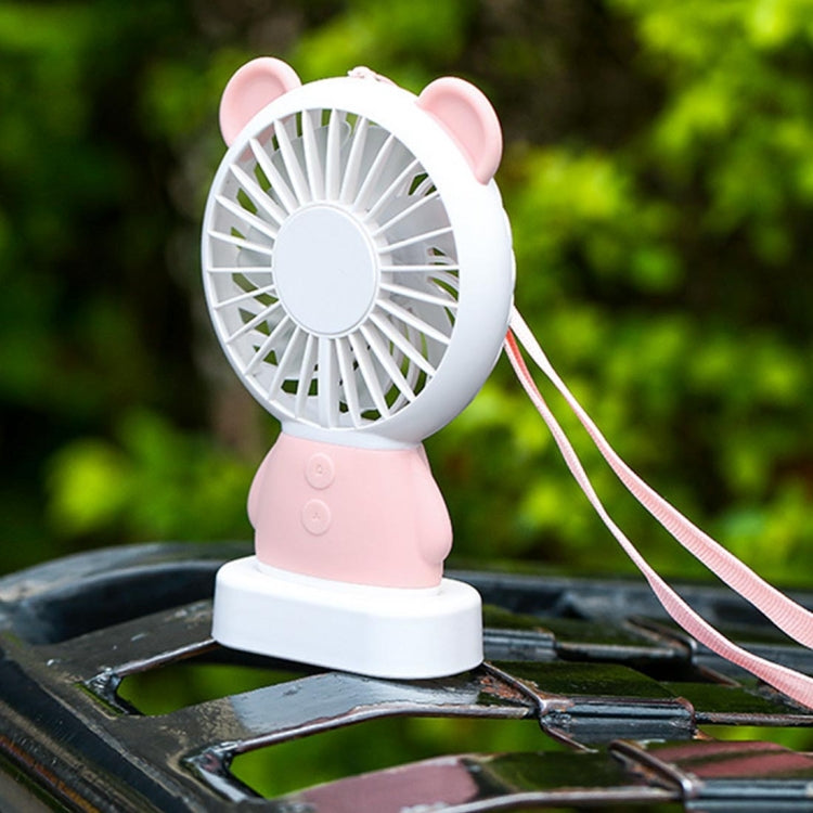 Portable Cartoon Bear Shape Mute Fan 2 Speed USB Charging with Light(Pink)