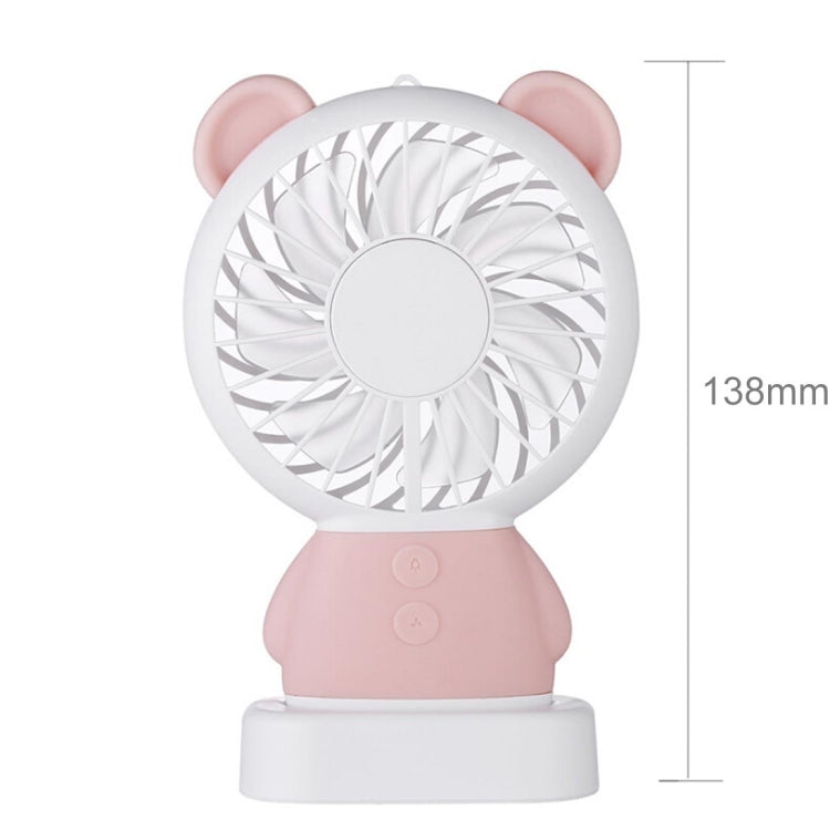 Portable Cartoon Bear Shape Mute Fan 2 Speed USB Charging with Light(Pink)