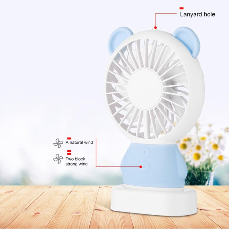 Portable Cartoon Bear Shape Mute Fan 2 Speed USB Charging with Light(Pink)