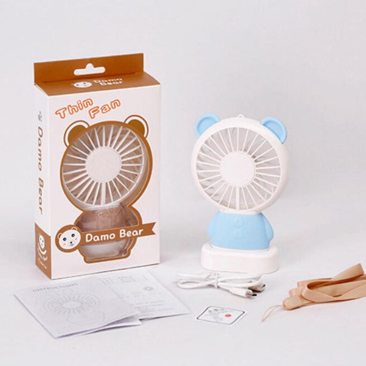 Portable Cartoon Bear Shape Mute Fan 2 Speed USB Charging with Light(Pink)