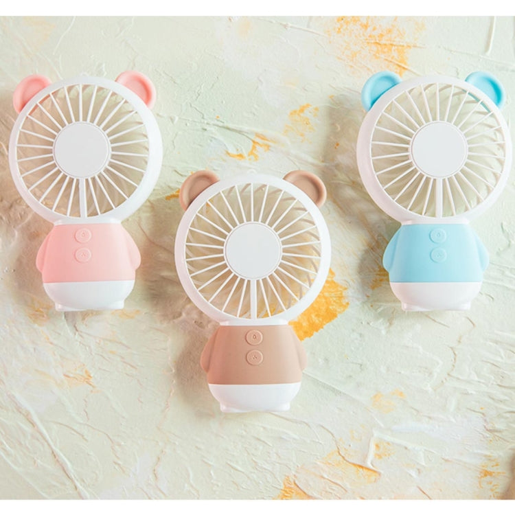 Portable Cartoon Bear Shape Mute Fan 2 Speed USB Charging with Light(Pink)