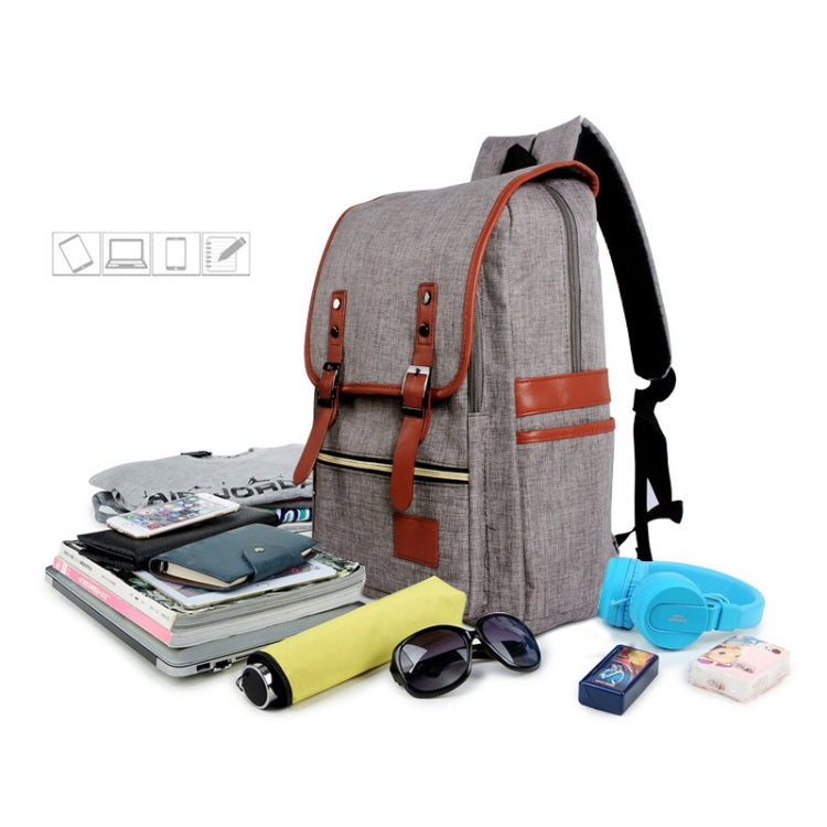 Universal Multi-Function Canvas Cloth Laptop Computer Shoulders Bag Business Backpack Students Bag, Size: 42x29x11cm, For 14 inch and Below Macbook, Samsung, Lenovo, Sony, DELL Alienware, CHUWI, ASUS, HP