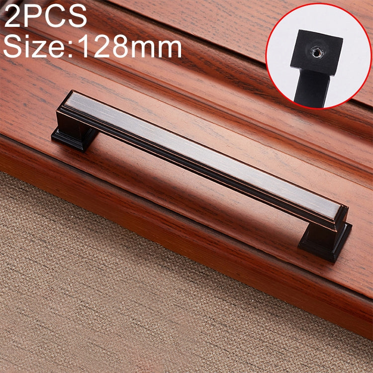 2 PCS 6609-128 Zinc Alloy Cabinet Wardrobe Drawer Door Handle, Hole Spacing: 128mm (Blackening Red Bronze)