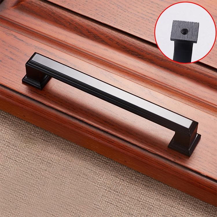 2 PCS 6609-128 Zinc Alloy Cabinet Wardrobe Drawer Door Handle, Hole Spacing: 128mm (Matte Black)