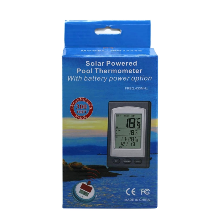 433MHZ Wireless Indoor and Outdoor Solar Power Floating Pool Water & Spa Thermometer with Alarm & Clock & Date