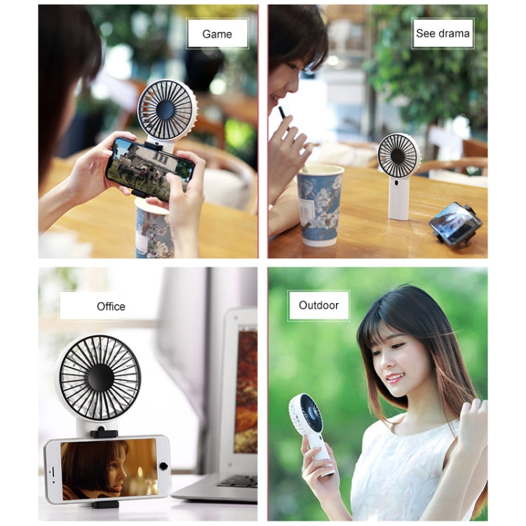 F02 Multi-function Portable Adjustable Mini USB Charging Phone Holder Handheld Small Fan with 3 Speed Control