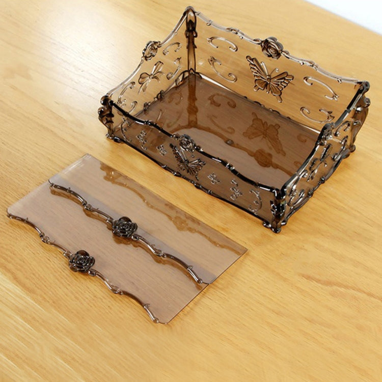 European Style Dresser Plastic Transparent Detachable Beauty Makeup Tools Shelf Storage Box, Size: 25.5*17*10cm