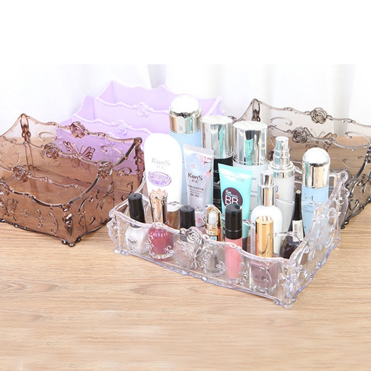 European Style Dresser Plastic Transparent Detachable Beauty Makeup Tools Shelf Storage Box, Size: 25.5*17*10cm