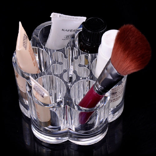 2 PCS Modern Simple Plum-shaped Plastic Crystal Transparent Beauty Makeup Tools Shelf Storage Box, Size: 9.2*6cm