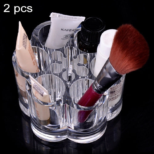 2 PCS Modern Simple Plum-shaped Plastic Crystal Transparent Beauty Makeup Tools Shelf Storage Box, Size: 9.2*6cm