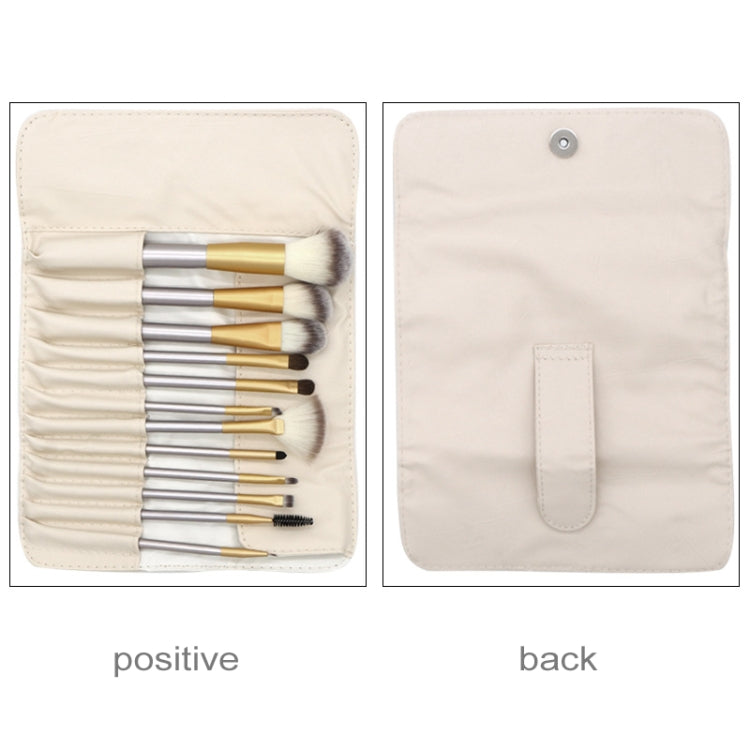 12 PCS High-grade Beige Beauty Makeup Brushes Tools Kit, Size: 22*29cm