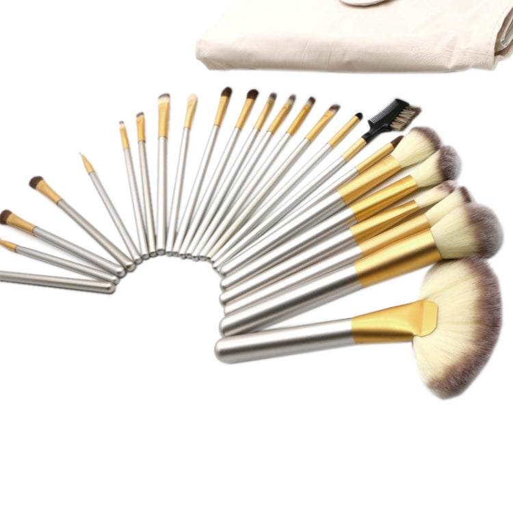 24 PCS High-grade Beige Beauty Makeup Brushes Tools Kit, Size: 25.4*52.6cm