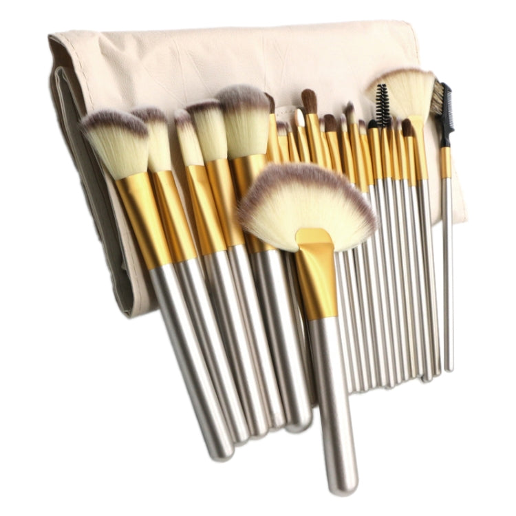 24 PCS High-grade Beige Beauty Makeup Brushes Tools Kit, Size: 25.4*52.6cm