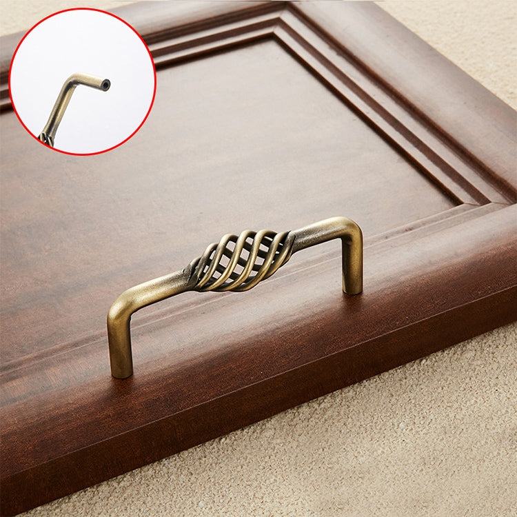 5 PCS 6098-96 Classic Birdcage Shape Iron Cabinet Wardrobe Drawer Door Handle, Hole Spacing: 96mm (Bronze)