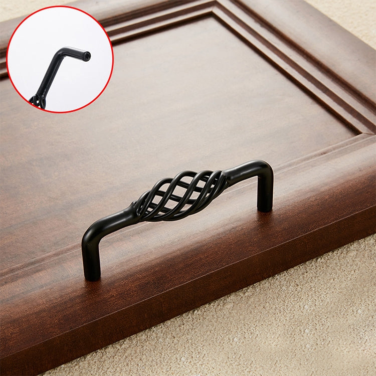 5 PCS 6098-96 Classic Birdcage Shape Iron Cabinet Wardrobe Drawer Door Handle, Hole Spacing: 96mm (Matte Black)