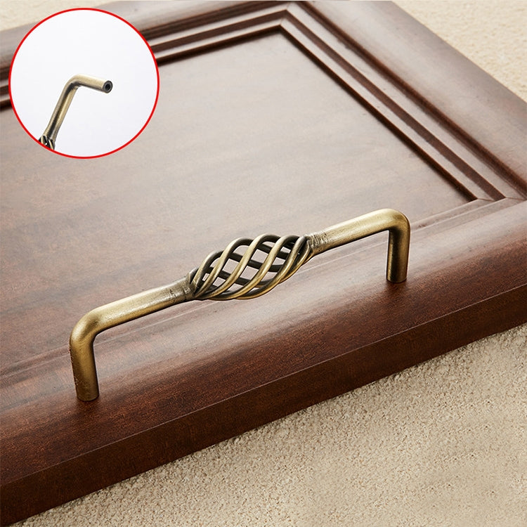 5 PCS 6098-128 Classic Birdcage Shape Iron Cabinet Wardrobe Drawer Door Handle, Hole Spacing: 128mm (Bronze)