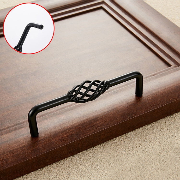 3 PCS 6098-128 Classic Birdcage Shape Iron Cabinet Wardrobe Drawer Door Handle, Hole Spacing: 128mm (Matte Black)