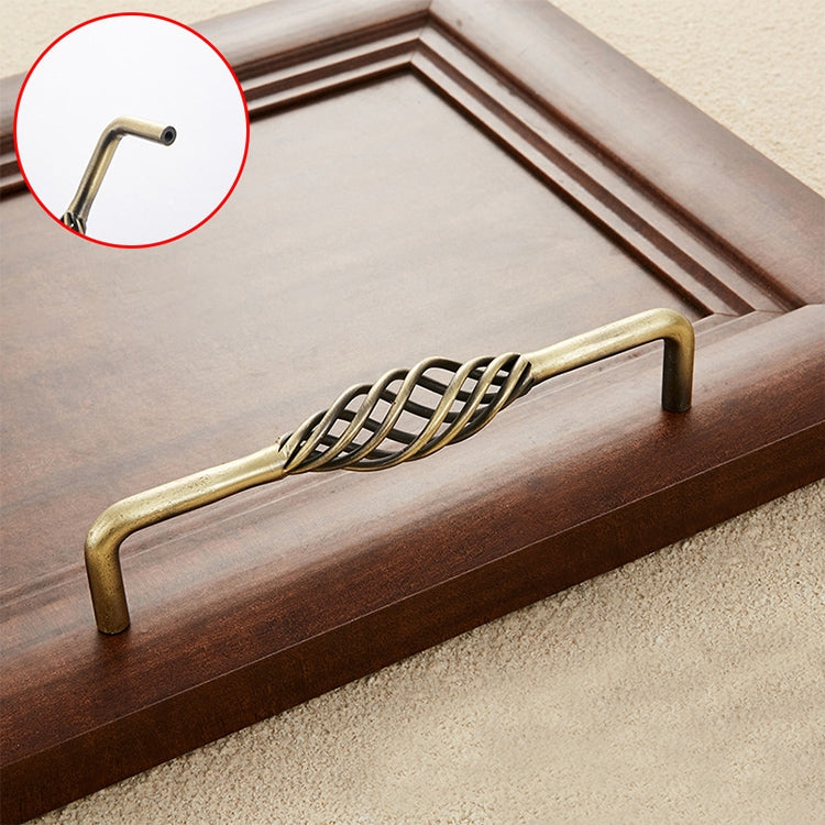3 PCS 6098-160 Classic Birdcage Shape Iron Cabinet Wardrobe Drawer Door Handle, Hole Spacing: 160mm (Bronze)