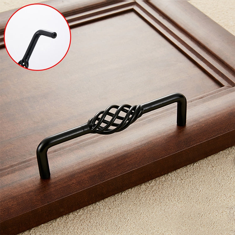 3 PCS 6098-160 Classic Birdcage Shape Iron Cabinet Wardrobe Drawer Door Handle, Hole Spacing: 160mm (Matte Black)