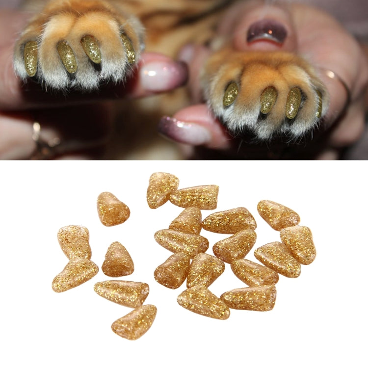 20 PCS Decorative Glitter Powder Furniture Protecting Pet Nail Covers, Size: XL (for 10-15kg Pets)(Gold)