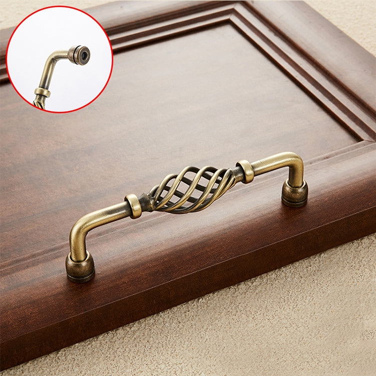 3 PCS 6099-96 Classic Birdcage Shape Iron Cabinet Wardrobe Drawer Door Handle, Hole Spacing: 96mm (Bronze)
