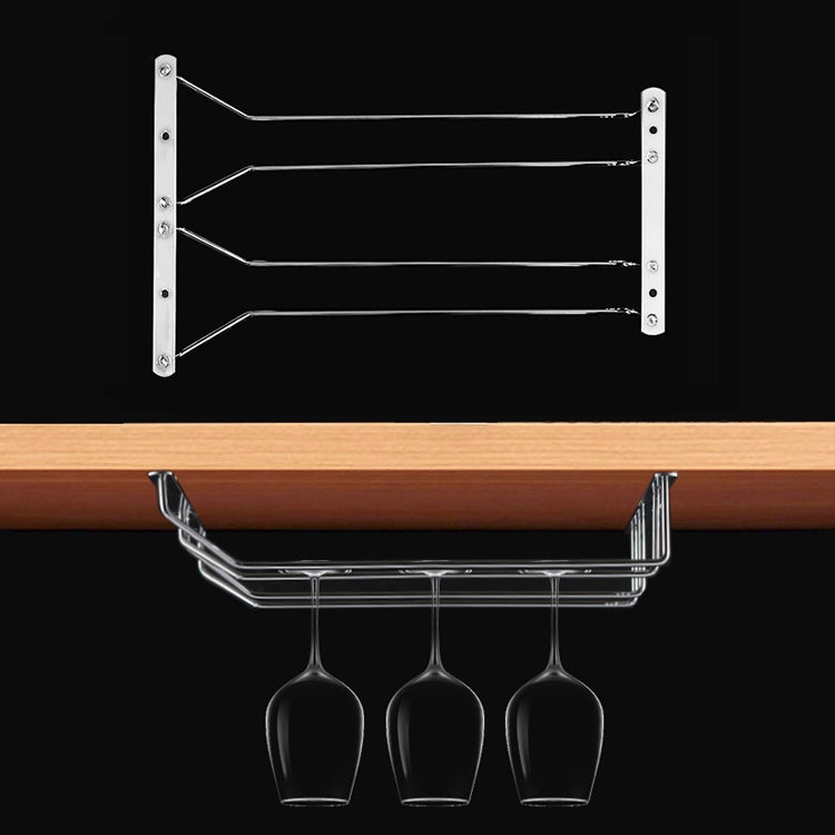 MICLAN Double Row Stainless Steel Hanging Wine Glass Holder, Size: 34*21.8*11.6cm