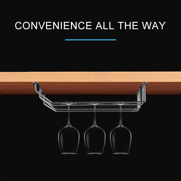 MICLAN Three Rows Stainless Steel Hanging Wine Glass Holder, Size: 34*32*27cm