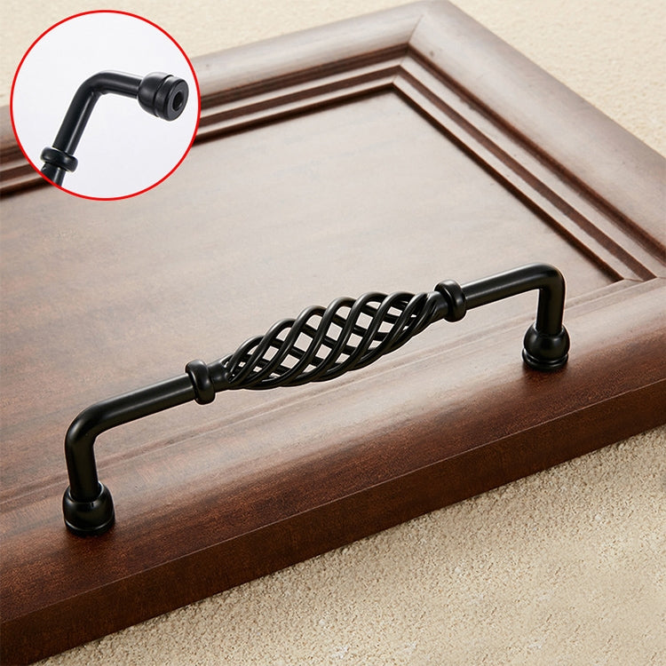 3 PCS 6099-96 Classic Birdcage Shape Iron Cabinet Wardrobe Drawer Door Handle, Hole Spacing: 96mm (Matte Black)
