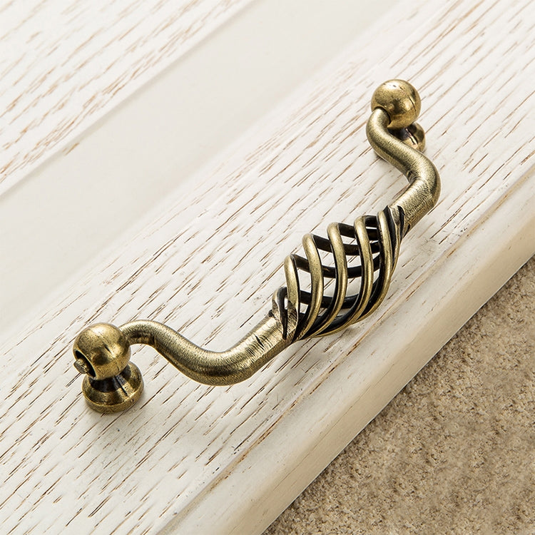 3 PCS 6100-96 Classic Birdcage Shape Iron Cabinet Wardrobe Drawer Door Handle, Hole Spacing: 96mm (Bronze)