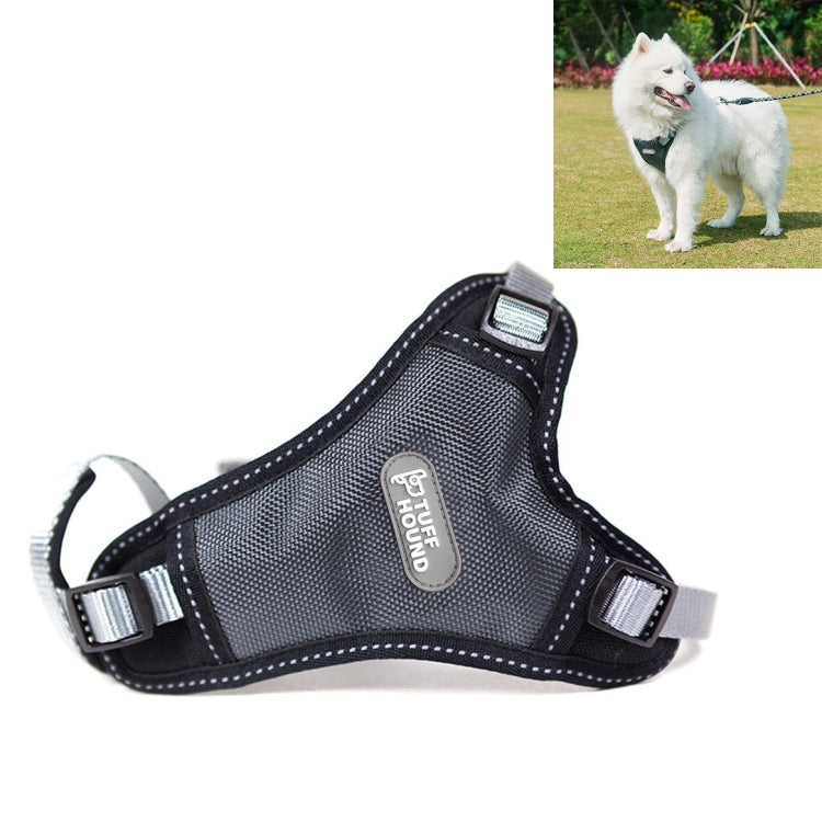 Tuffhound 1639 Dog Harness Lead Leash Collar Belt,Size:S, 1.5x(33-52;42-54)cm (Black Grey)