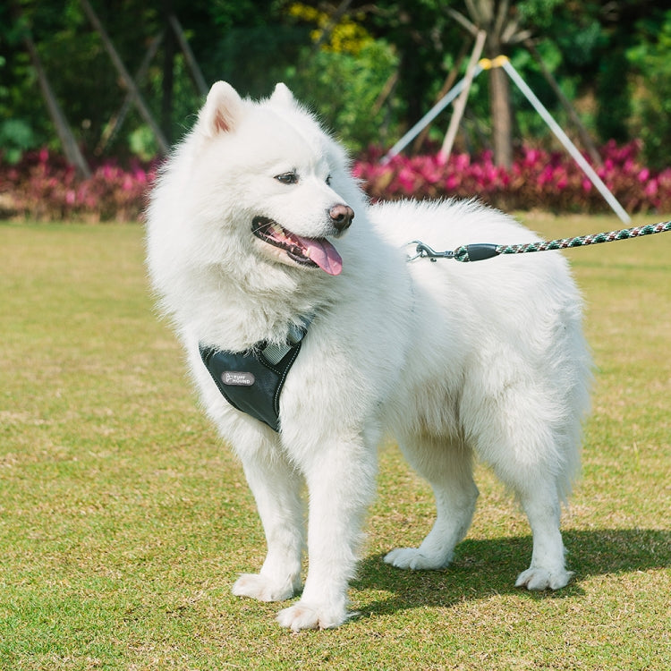 Tuffhound 1639 Dog Harness Lead Leash Collar Belt,Size:S, 1.5x(33-52;42-54)cm (Black Grey)