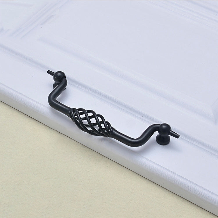 3 PCS 6100-96 Classic Birdcage Shape Iron Cabinet Wardrobe Drawer Door Handle, Hole Spacing: 96mm (Matte Black)