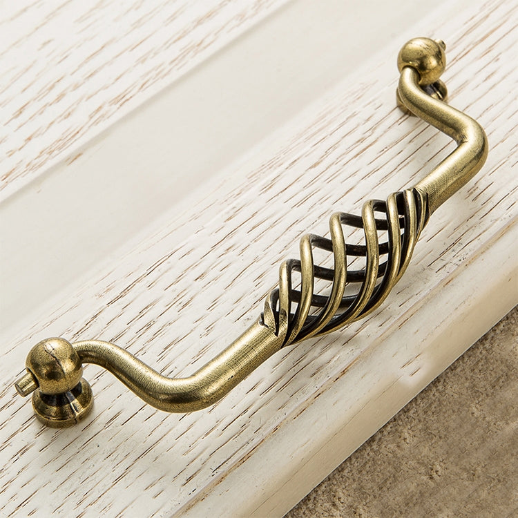 2 PCS 6100-160 Classic Birdcage Shape Iron Cabinet Wardrobe Drawer Door Handle, Hole Spacing: 160mm (Bronze)