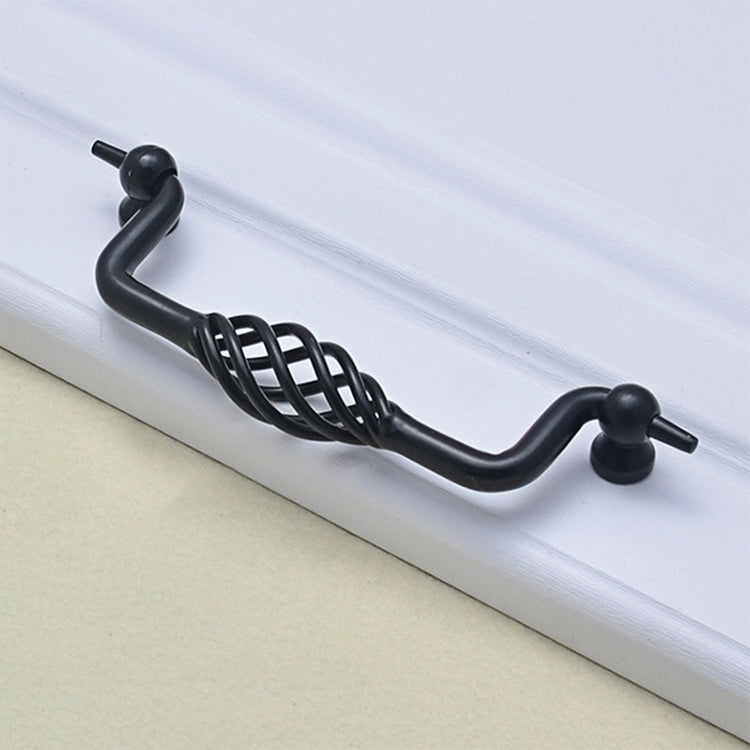 2 PCS 6100-160 Classic Birdcage Shape Iron Cabinet Wardrobe Drawer Door Handle, Hole Spacing: 160mm (Matte Black)
