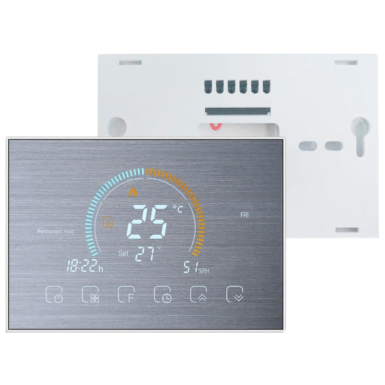 BHT-8000-GALW-SS Brushed Stainless Steel Mirror Control Water Heating Energy-saving and Environmentally-friendly Smart Home Negative Display LCD Screen Round Room Thermostat with WiFi