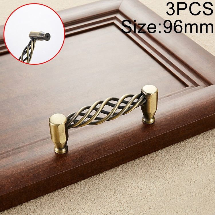 3 PCS 6101-96 Classic Birdcage Shape Iron Cabinet Wardrobe Drawer Door Handle, Hole Spacing: 96mm (Bronze)