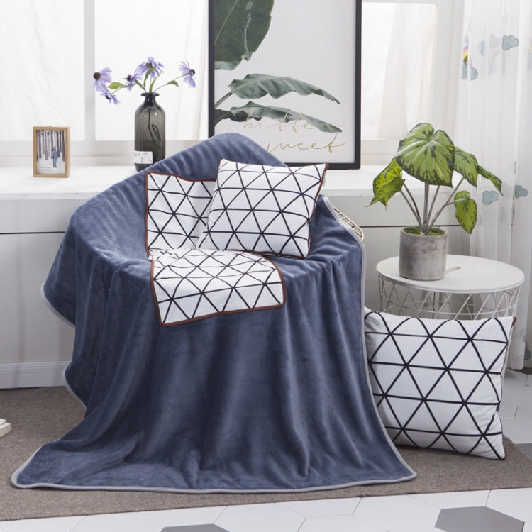 White Diamond Pattern Multifunctional Plush Blanket Square Pillow Quilt Office Car Pillow Cushion, Size : M