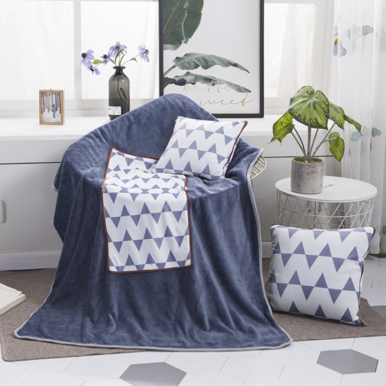 Triangle Pattern Multifunctional Plush Blanket Square Pillow Quilt Office Car Pillow Cushion, Size : M