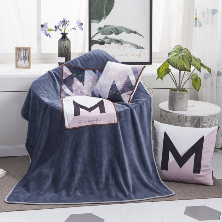 M Pattern Multifunctional Plush Blanket Square Pillow Quilt Office Car Pillow Cushion, Size : M
