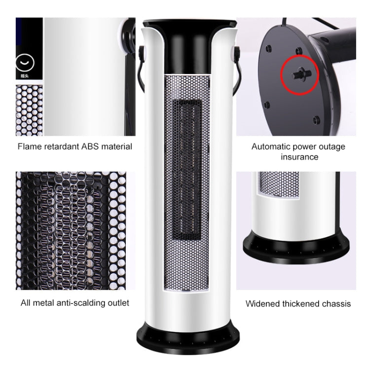 Household Shaking Head Vertical Tower Fan Radiator Warmer Electric Heater Warm Air Blower, Manual Version (White)