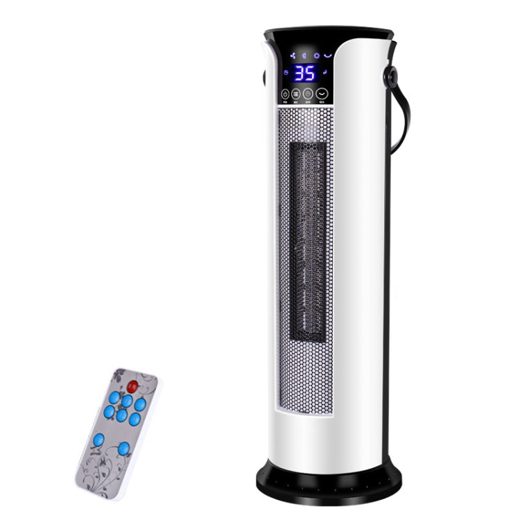 Household Shaking Head Vertical Tower Fan Radiator Warmer Electric Heater Warm Air Blower, Remote Control Version (White)