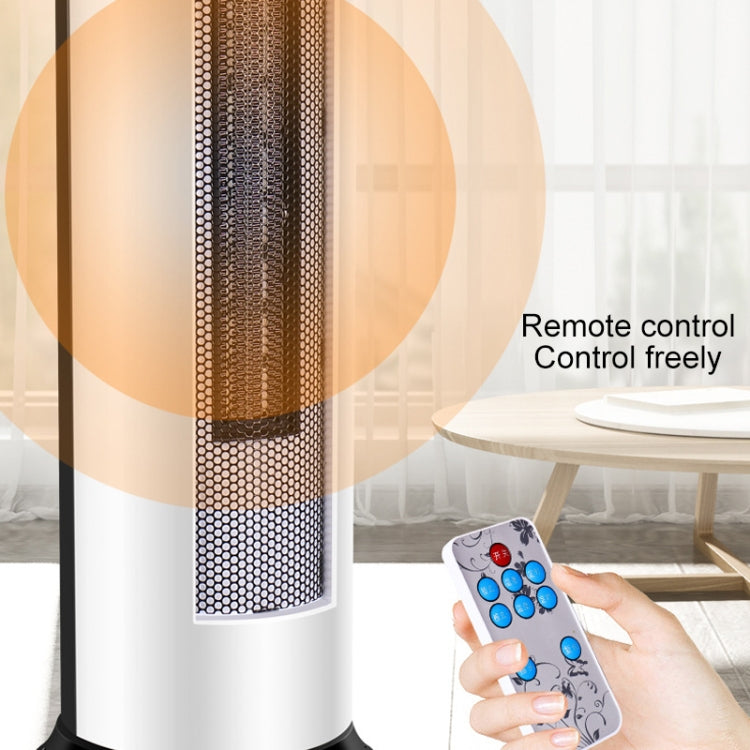 Household Shaking Head Vertical Tower Fan Radiator Warmer Electric Heater Warm Air Blower, Remote Control Version (White)