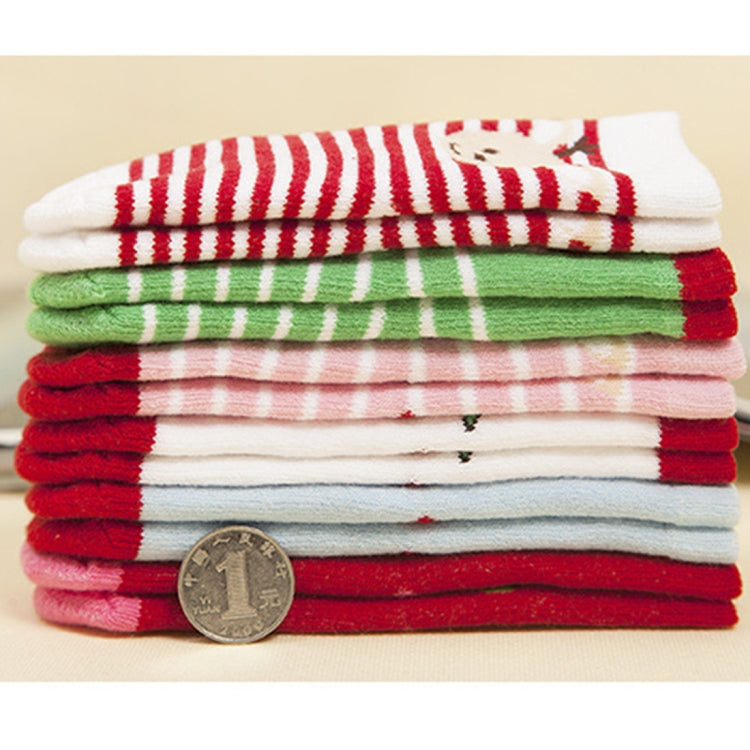 6 Pairs Christmas Minimalist Style Children Cotton Socks Anti-pilling Thickening, for Foot Length About: 10~13cm