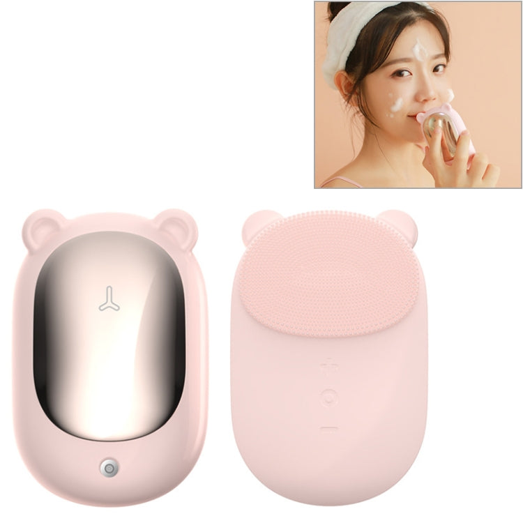 3life-320 2W Cute Bear Portable Electric Sonic Vibration Silicone Facial Wash Brush Cleaner Beauty Massager with Base, DC 5V