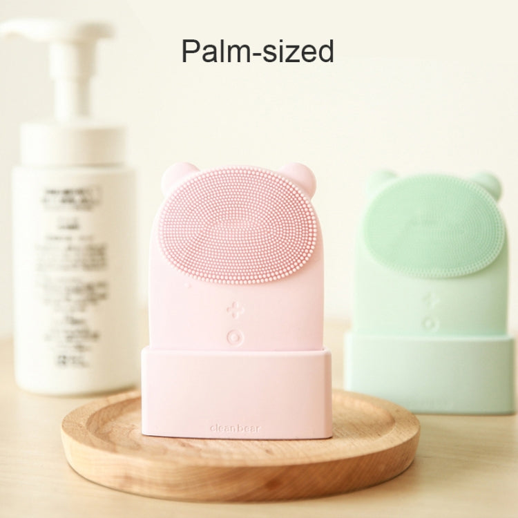 3life-320 2W Cute Bear Portable Electric Sonic Vibration Silicone Facial Wash Brush Cleaner Beauty Massager with Base, DC 5V