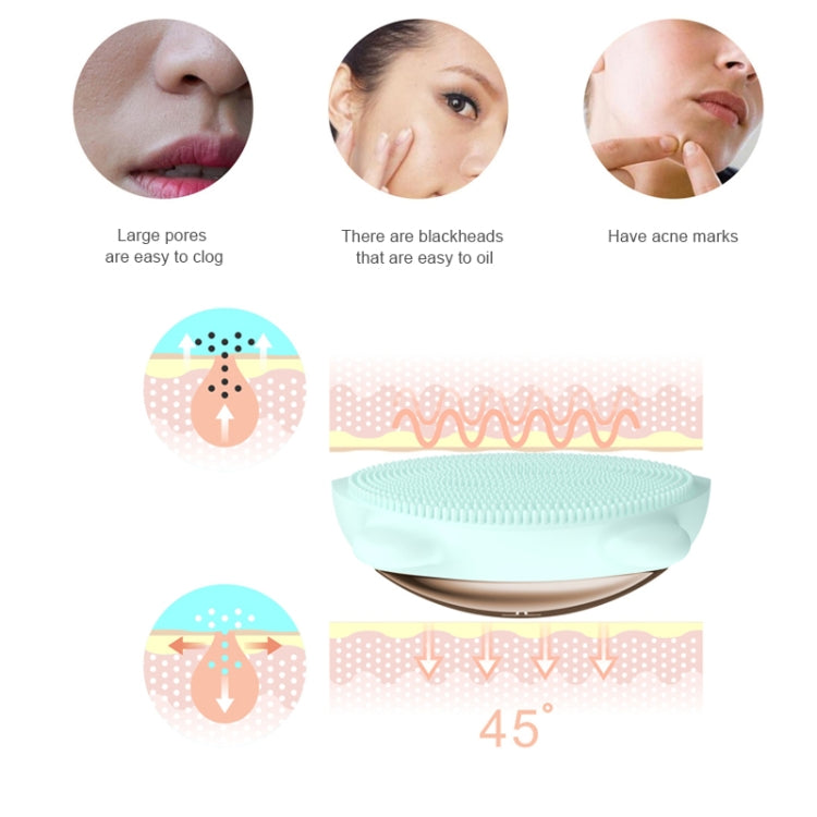 3life-320 2W Cute Bear Portable Electric Sonic Vibration Silicone Facial Wash Brush Cleaner Beauty Massager with Base, DC 5V